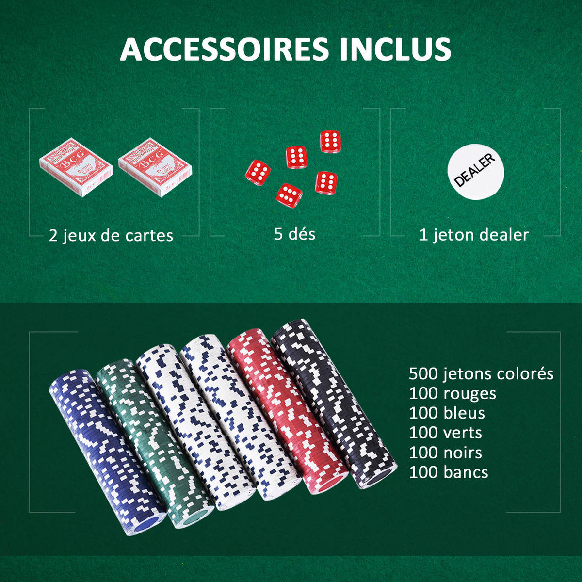 POKERKASETTE DE-18670 500 Jetons, 2 Kartendecks Aluminium - Silberfarben, Metall (22/555cm) - ComfortXL
