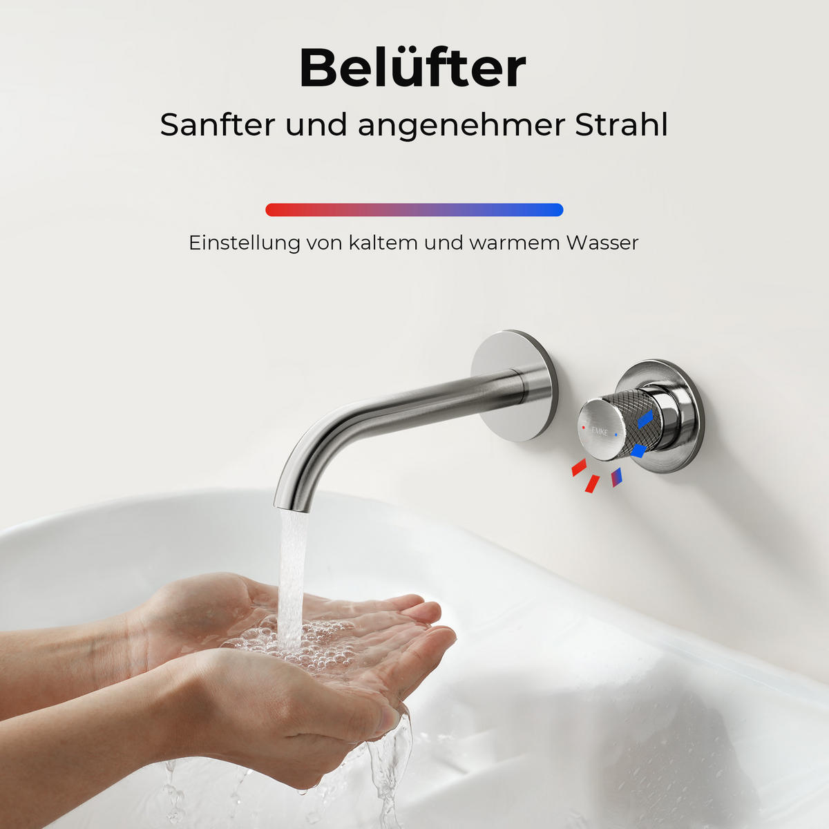 WASCHTISCHARMATUR Unterputz matt grau 28,1/14/6,5 cm - Grau, Metall (28.1/14/6.5cm) - EMKE
