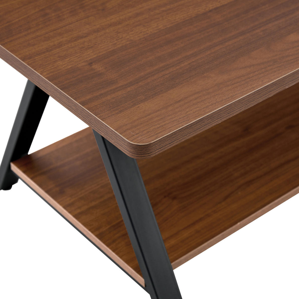 COUCHTISCH 110/57/44.5 cm in Walnuss aus MDF mit Stauraumregal - Walnussfarben, Holzwerkstoff (110/57/44.5cm) - OKMYHOME