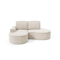 ECKSOFA Flow Hellbeige, mit Kissen in Curio Stoff, linke seite - Creme, Holzwerkstoff/Textil (210/157cm) - Bettso