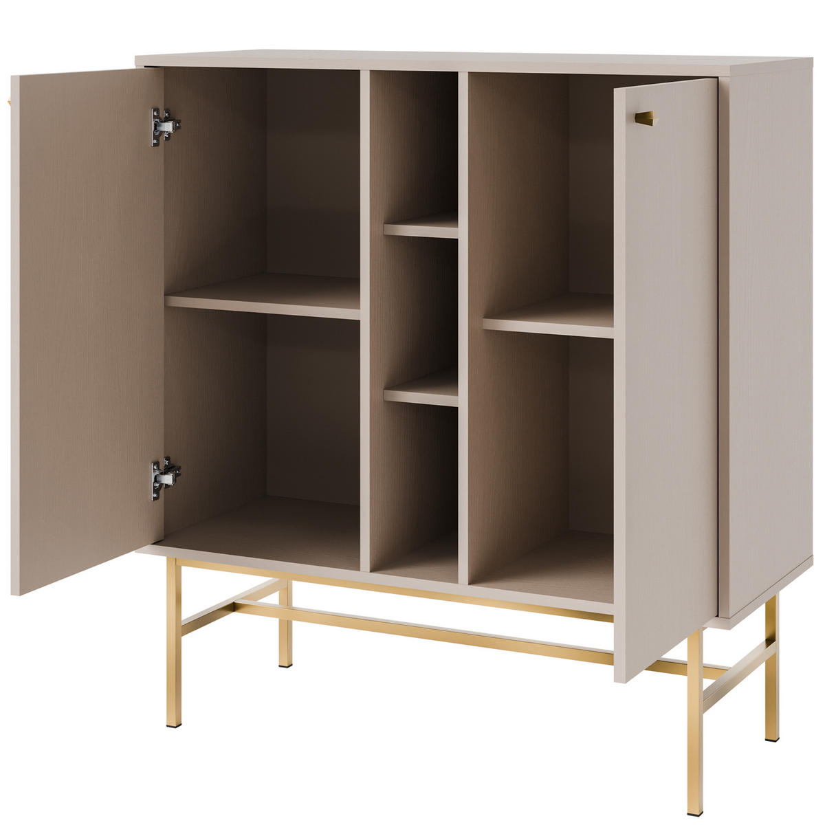 KOMMODE FLOREN, Creme/Gold - Creme, Holzwerkstoff/Metall (100.2/107.5/40.8cm) - KONSIMO®