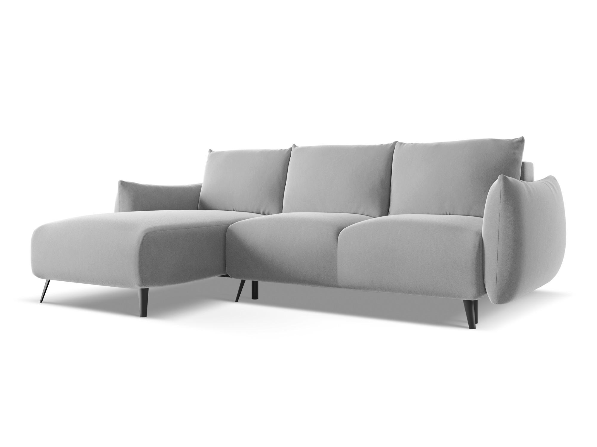 ECKSOFA mit Schlaffunktion Samt Stoff Grau - Schwarz/Grau, Textil/Metall (162/242cm) - Makamii