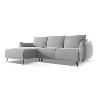 ECKSOFA mit Schlaffunktion Samt Stoff Grau - Schwarz/Grau, Textil/Metall (162/242cm) - Makamii
