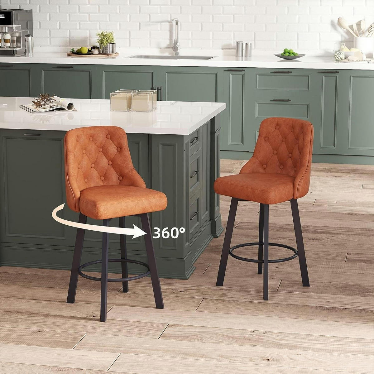 BARHOCKER 2er-Set PU-Leder Braun 66,5 cm Sitzhöhe - Braun, Kunststoff (46/98/50cm)