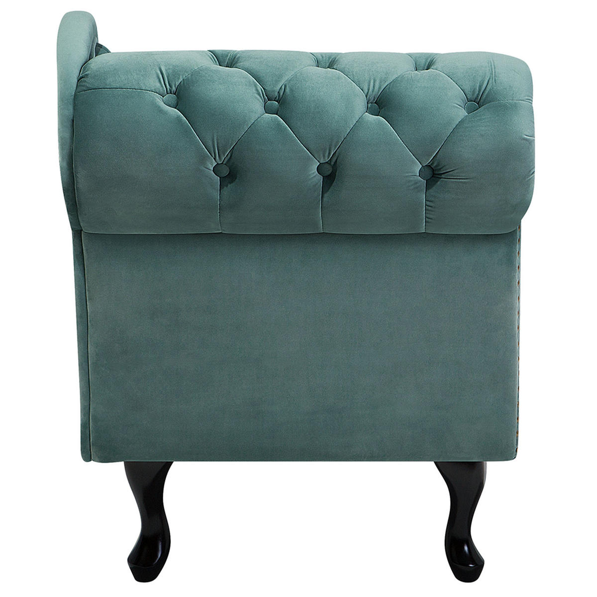 CHAISELONGUE Samtstoff mintgrün linksseitig Nimes - Schwarz/Mintgrün, Textil (170/79/61cm) - Beliani