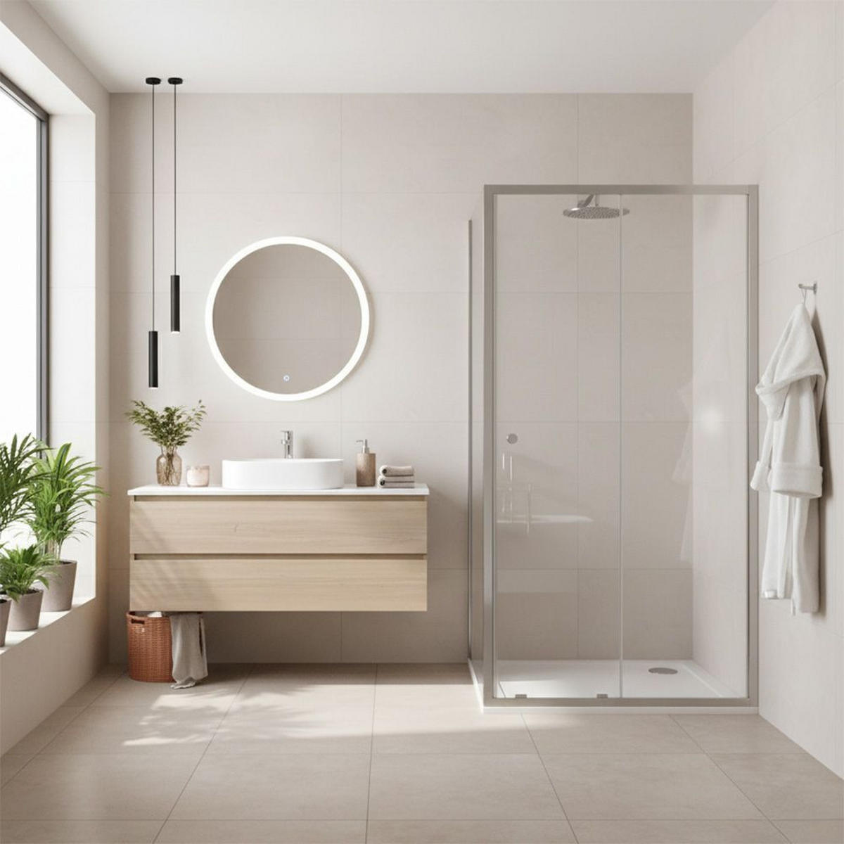 DUSCHKABINE Rea Primo Slide 120x90 Chrome - Chromfarben, Glas (120/90/190cm) - REA