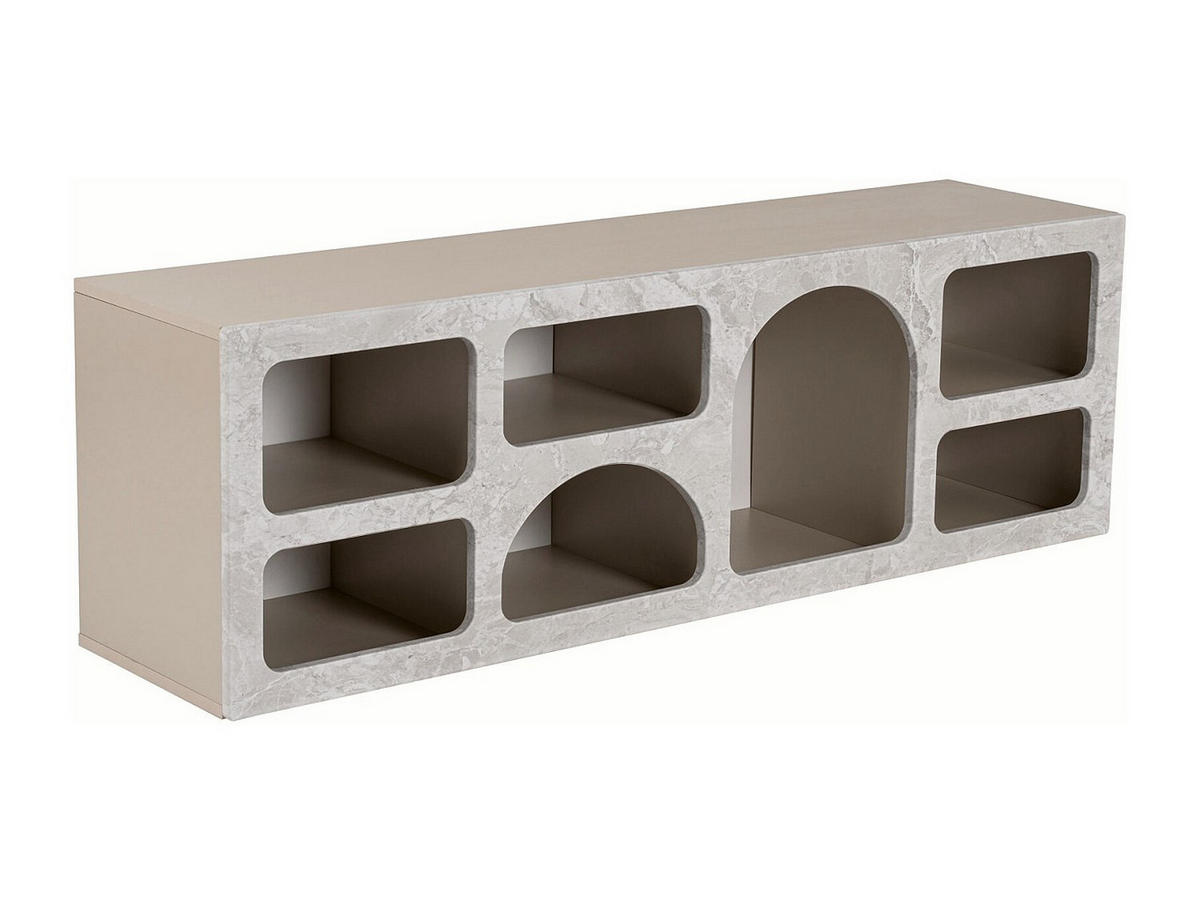 TV-MÖBEL mit 7 Fächern - Marmoroptik Grau - LUELA - Grau, Holz (160/51/40cm) - Vente-Unique