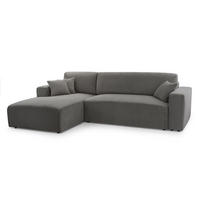 ECKSOFA PULA CORD GRAU L - Links - Schwarz/Grau, Kunststoff/Textil (279/187cm) - Luxkor24