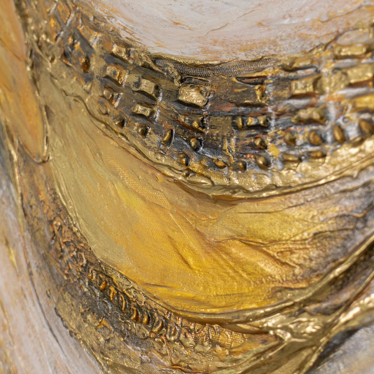 GEMÄLDE Goldene Wellen Schattenfugenrahmen Eichefarben 70x50 cm - Eichefarben, Holz (70/50cm) - YS-art gallery