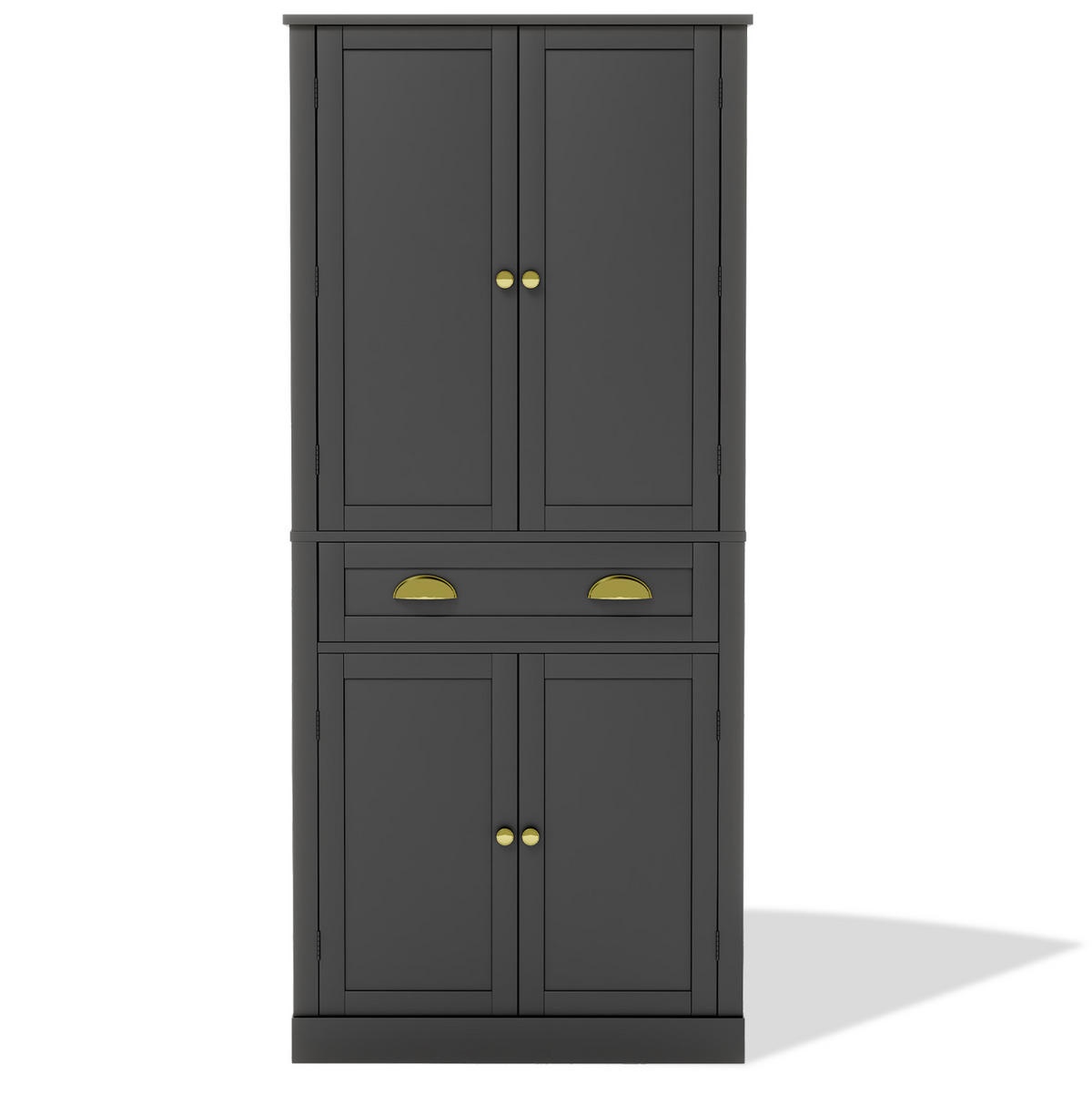 ORMARIĆ za posuđe, 80/40/182 cm, MDF crna, s 4 vrata i ladicom - crna, drvni materijal (80/182/40cm) - BEAOK