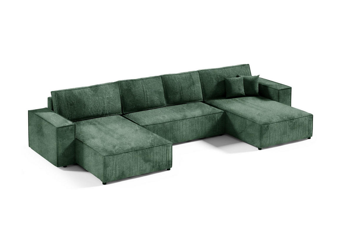 WOHNLANDSCHAFT mit Schlaffunktion Grüne - Grün, Textil (398/70/185cm) - Furnisell
