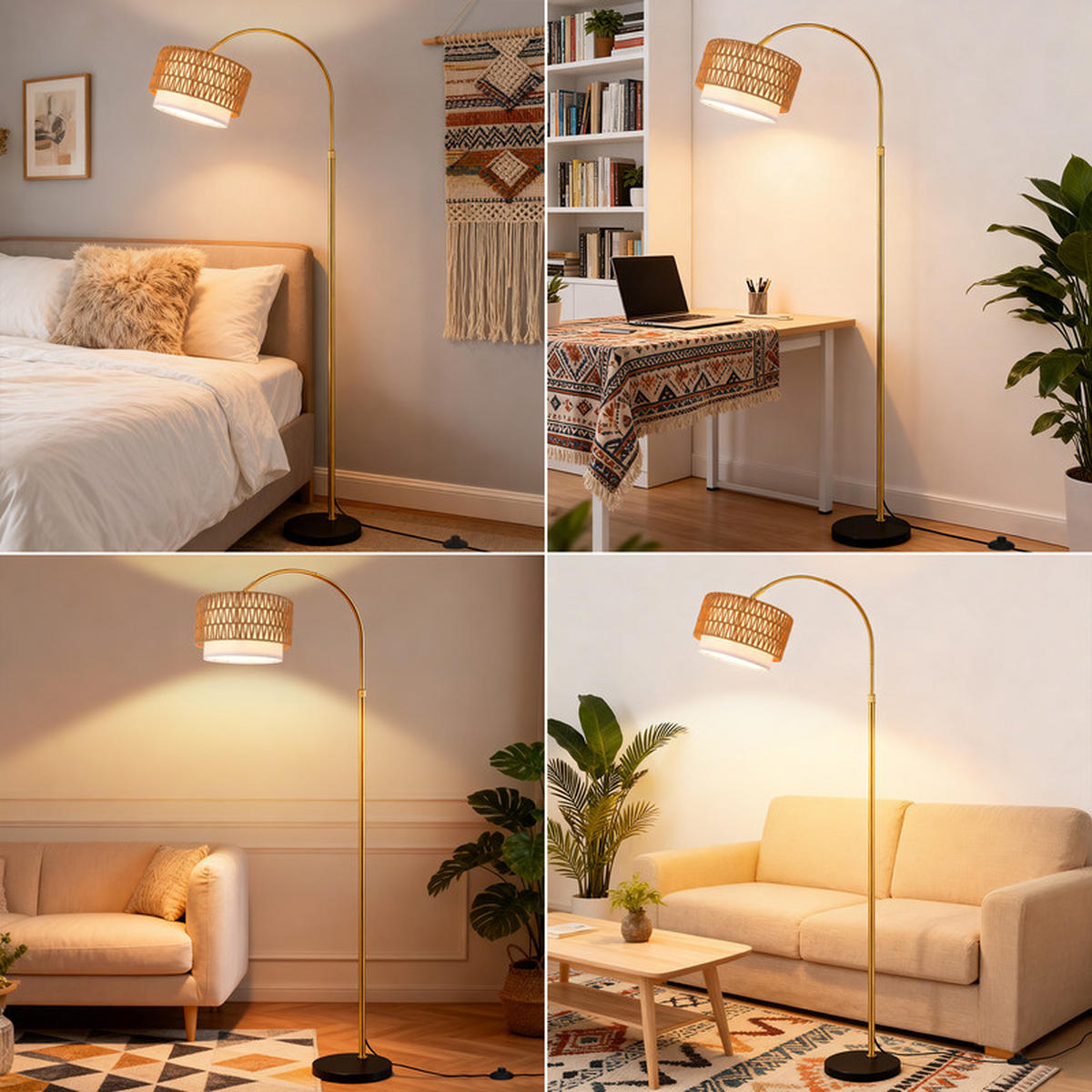 STOJACÍ lampa Casey III 71/32/180 cm - zlatá, kov (71/32/180cm) - Nettlife