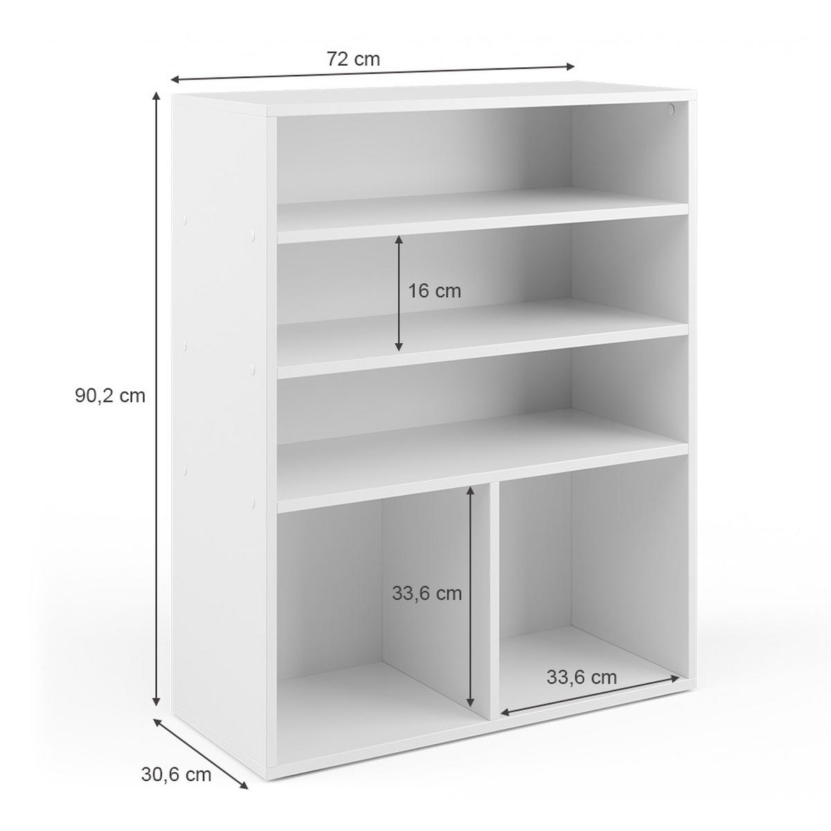 KINDERREGAL Luigi Weiß 72 x 90.2 cm 2 Fächer - Weiß, Holzwerkstoff (72/90.2/30.6cm) - Vicco