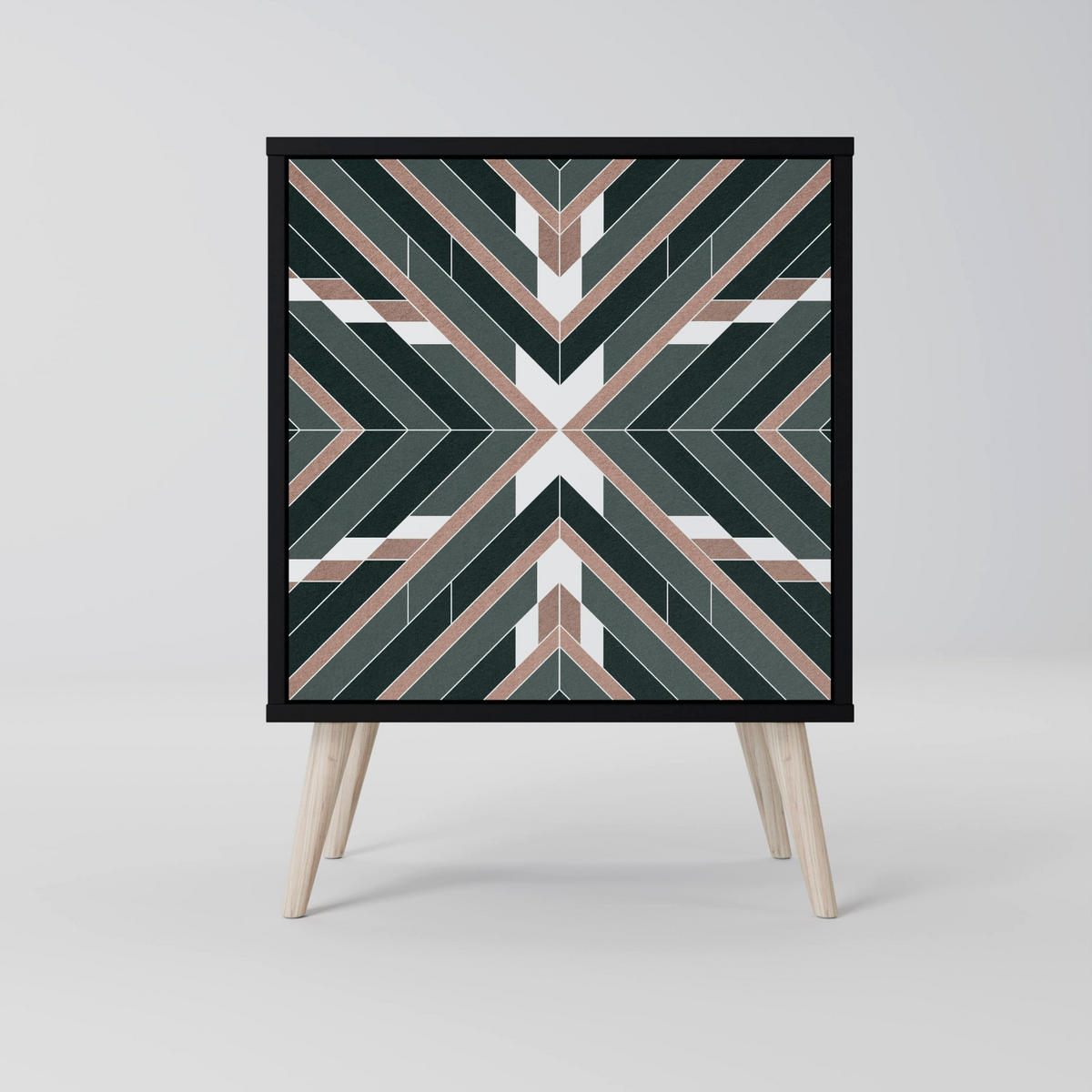 SIDEBOARD DIMENSION DELIGHTS, Schwarz, 57,5x42x70,5 cm, Schwarze Metall-Sternfüße - Multicolor/Schwarz, Holzwerkstoff/Metall (57.5/70.5/42cm) - SpaceRebels