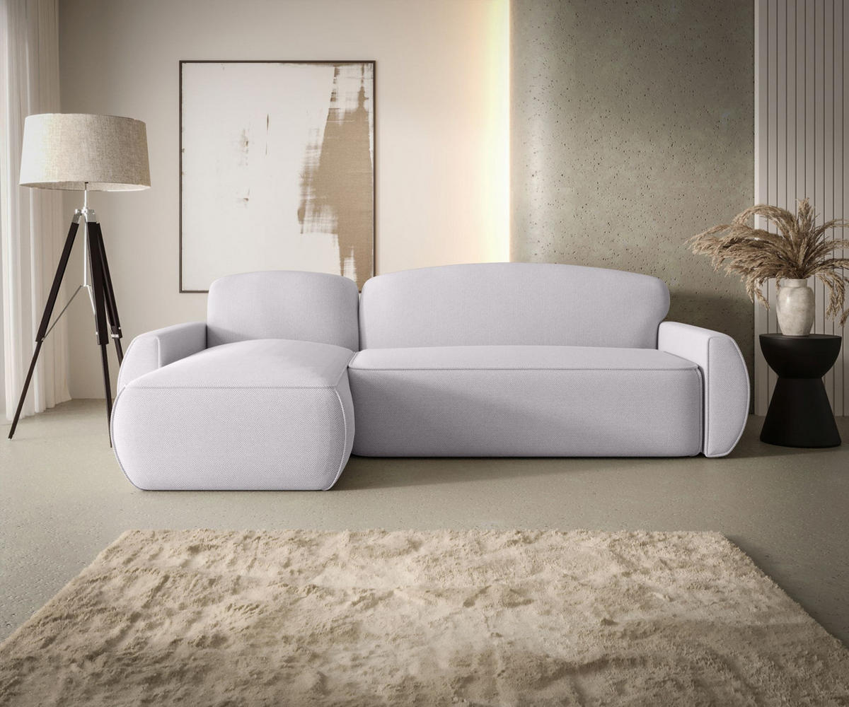 ECKSOFA mit Schlaffunktion LUCAS Curio 80 Links - Hellgrau, Textil (240/145cm) - Bedante