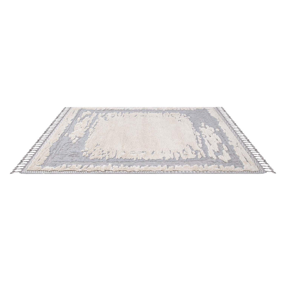 KURZFLOR-TEPPICH Valencia 908 Creme/ Graublau 120x170 cm - Blau/Creme, Textil (120/170cm) - carpet city