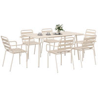 GARTENTISCHGRUPPE DE-18100 7-teilig, stapelbar Beige - Beige, Metall - ComfortXL