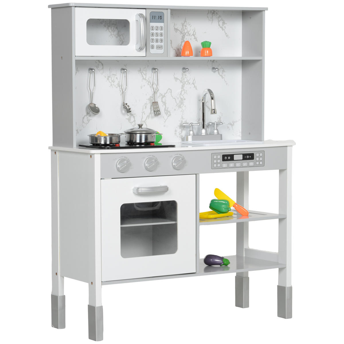 KINDERKÜCHE - Weiß, Holzwerkstoff (70.1/28/96.1cm) - AIYAPLAY
