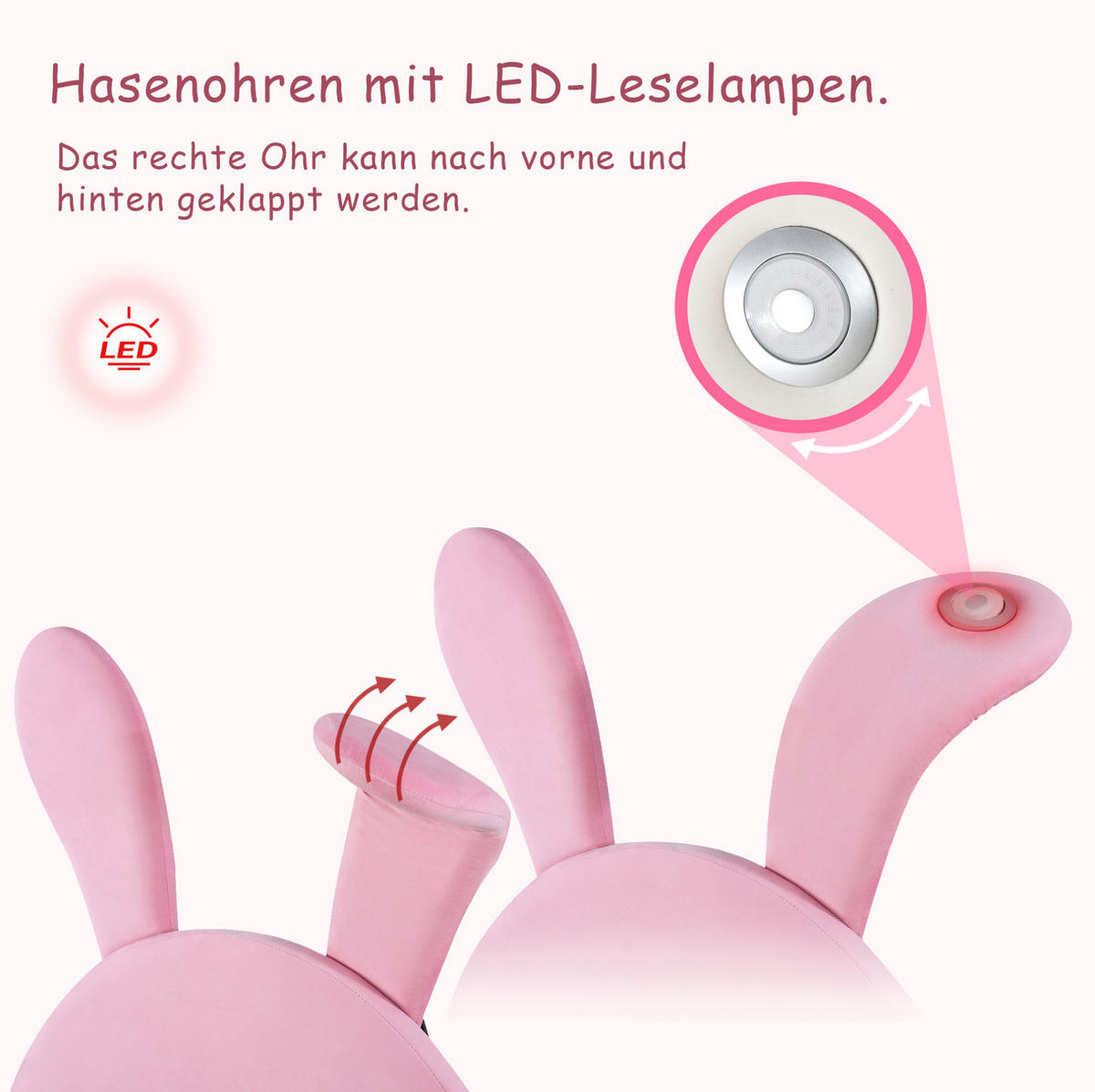 POLSTERBETT 90/200 cm Pink aus französischem Samt mit LED-Beleuchtung - Rosa, Textil (90/200cm) - OKMYHOME