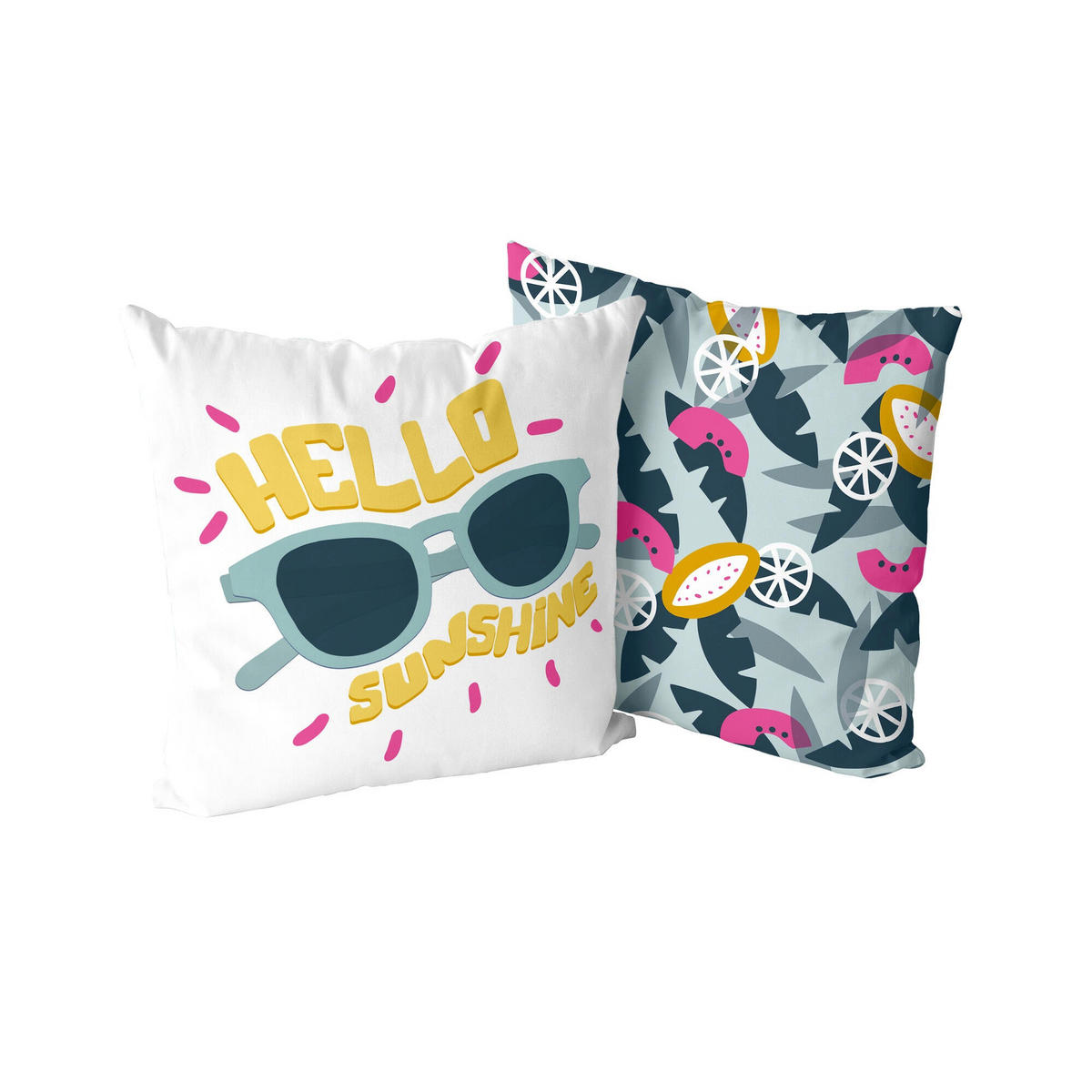 KISSENBEZUG dekorativ hello sunshine 50x50 cm (2er pack) mehrfarbig - Multicolor, Textil (50/50cm) - Happy Friday