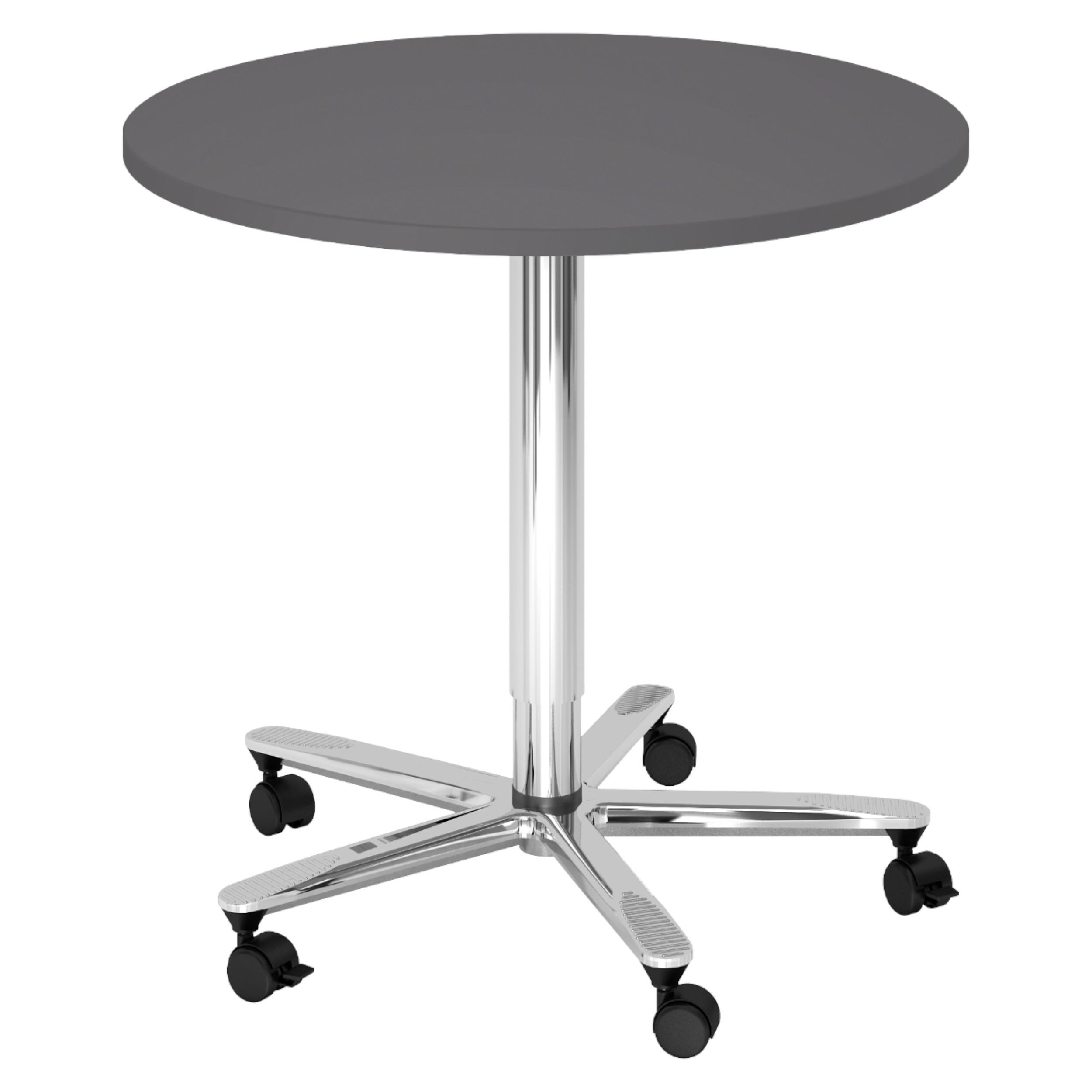 SÄULENHUBTISCH rund ST 80/80/74 cm in Graphitfarben/chrom - Chromfarben/Graphitfarben, Holzwerkstoff (80/80/74cm) - bümö