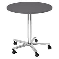 SÄULENHUBTISCH rund ST 80/80/74 cm in Graphitfarben/chrom - Chromfarben/Graphitfarben, Holzwerkstoff (80/80/74cm) - bümö