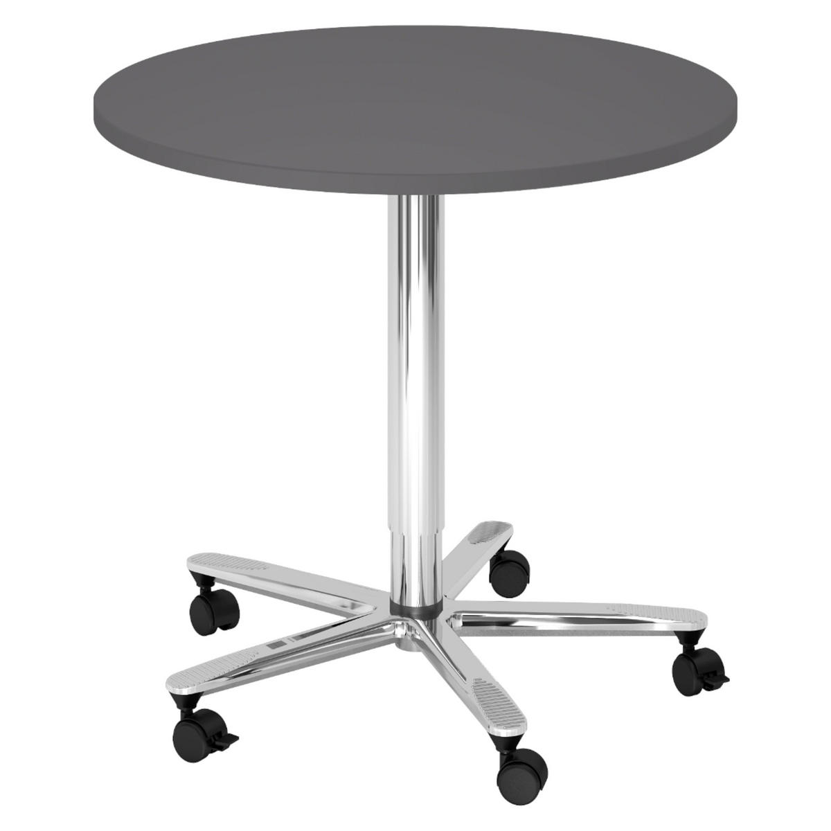 SÄULENHUBTISCH rund ST 80/80/74 cm in Graphitfarben/chrom - Chromfarben/Graphitfarben, Holzwerkstoff (80/80/74cm) - bümö