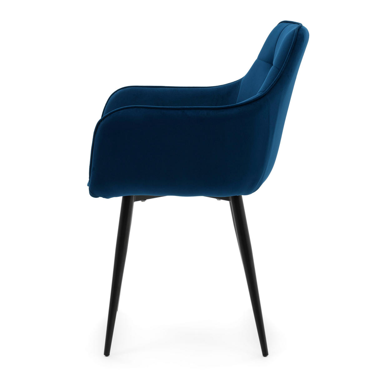 STUHL GALLO gespolstert mit Steppung - dunkelblau - Samt Velours - Schwarz/Dunkelblau, Textil/Metall (58/88/58cm) - NEW HOME