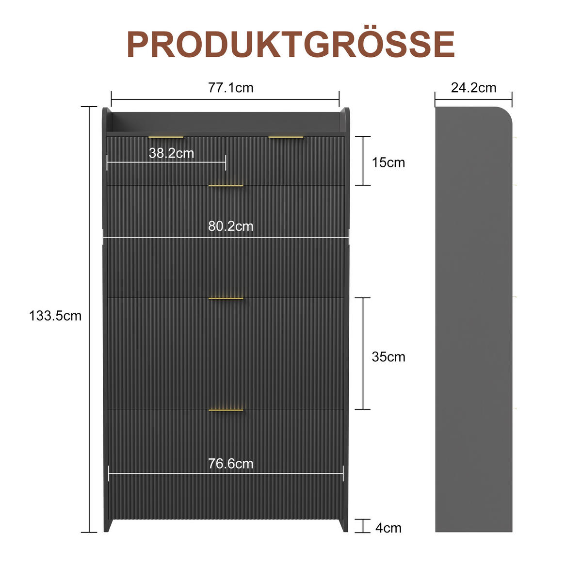 SCHUHSCHRANK 4 Klappen mit Schublade, modernes Schuhregal für Flur - Schwarz, Holz (77.1/133.5/24.2cm) - Joyfair