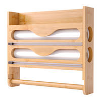 WANDROLLENHALTER - Hellbraun, Holz/Kunststoff (35/27/7cm) - Relaxdays