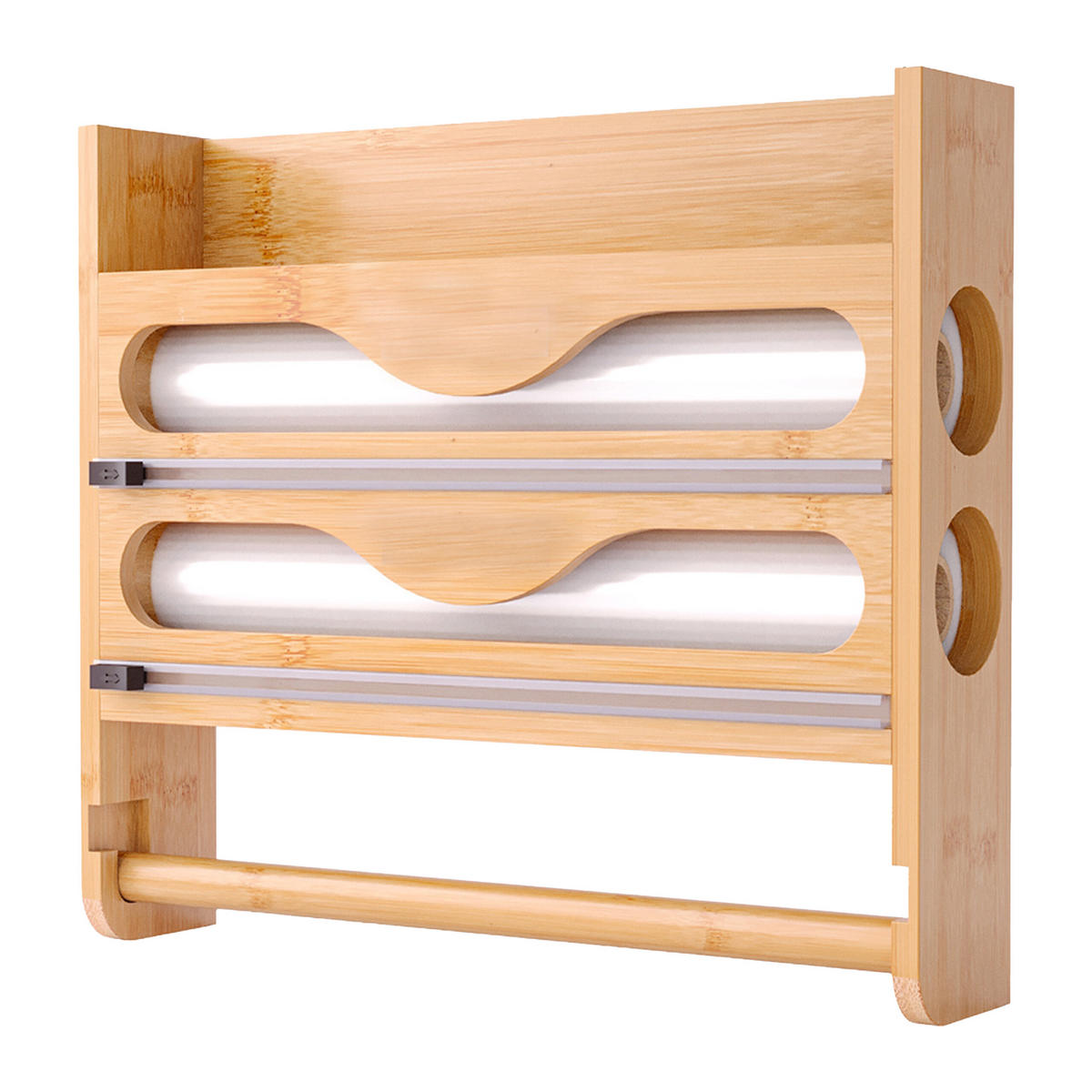 WANDROLLENHALTER - Hellbraun, Holz/Kunststoff (35/27/7cm) - Relaxdays