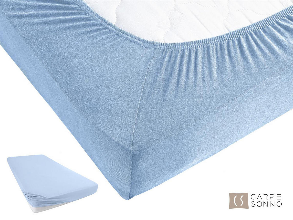 JERSEY-SPANNBETTLAKEN 160x200 cm aus 100% Baumwolle, Bettlaken Hellblau Uni - Hellblau, Textil (160/200cm) - Carpe Sonno