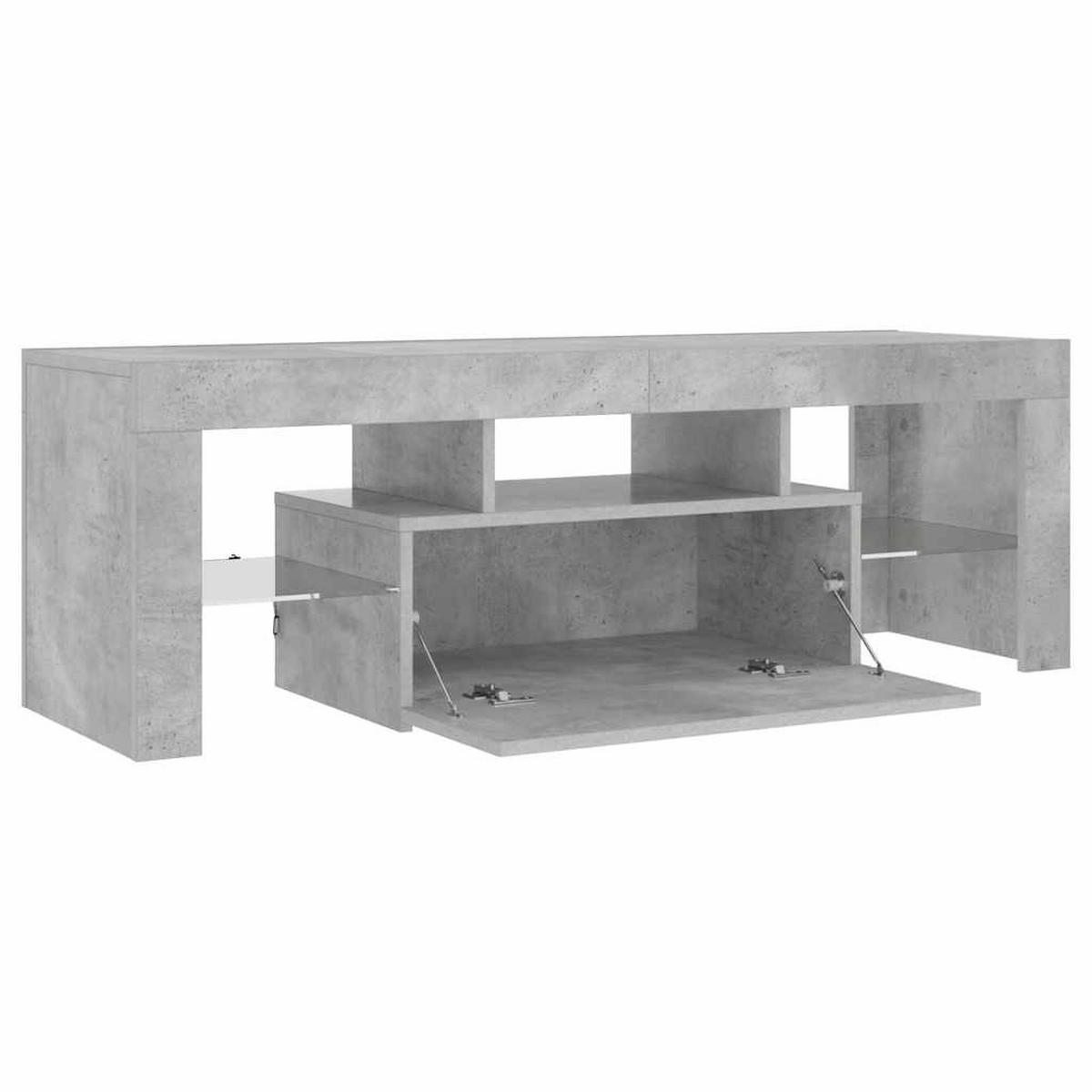 LOWBOARD mit LED udn Ablagen, 120/35/40 cm, aus Holzwerkstoff, in Betongrau - Grau, Holz (120/40/35cm) - vidaXL