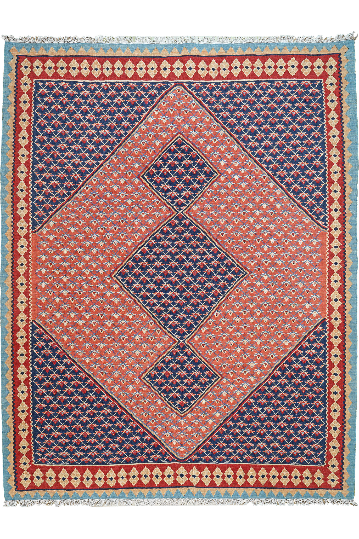 HANDWEBTEPPICH Kelim Senneh Rosa 201/156 cm Schurwolle - Pink, Textil (156/201cm) - Looma