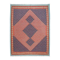 HANDWEBTEPPICH Kelim Senneh Rosa 201/156 cm Schurwolle - Pink, Textil (156/201cm) - Looma