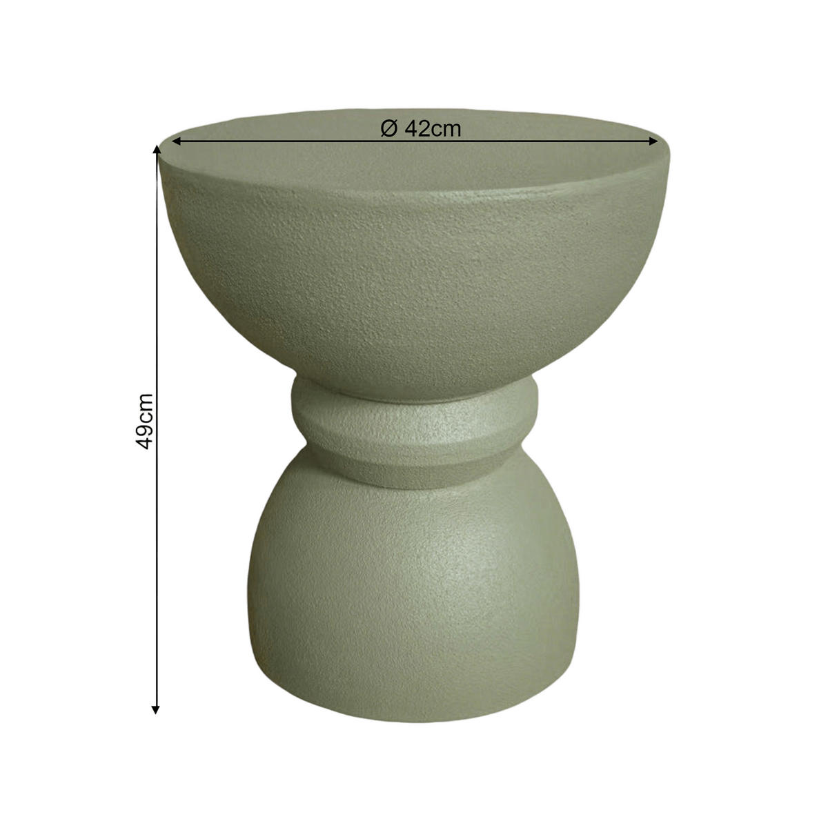 BEISTELLTISCH Grün 35/35/42,5 cm - Grün, Stein (36/36/42.5cm) - Mobili Rebecca