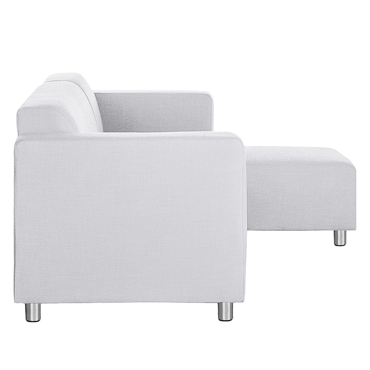ECKSOFA mit Longchair davorstehend rechts - Webstoff - Grau - Grau, Textil (240/140cm) - home24