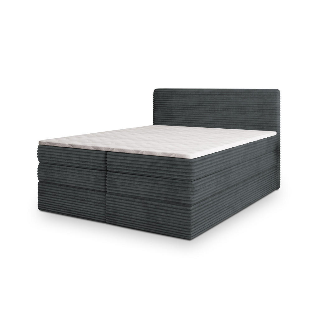 MASSENO POSTEL BOXSPRING LUNERA 160x200 cm, s matrací a úložným prostorem, šedá