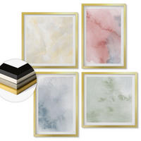 WANDBILDER 4er Set - 50x50 cm & 40x60 cm Goldrahmen - Aquarellfarben in Pastellfarben - Goldfarben, Kunststoff (50/50cm) - ArtPrintCave