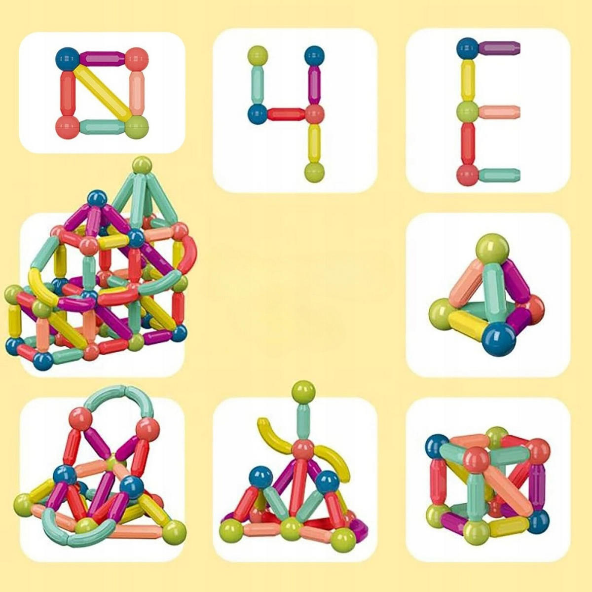 BAUSTEINE Magnetische Bauklötze 98 Teile - Multicolor, Metall (1.8/8.7cm) - KRUMAD