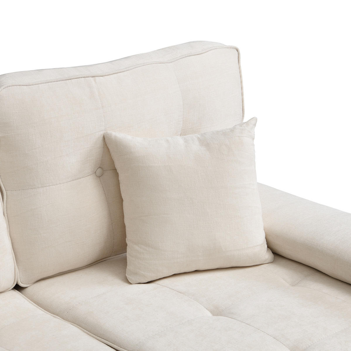 ECKSOFA aus Chenille 195x149x86 cm in Hellbeige mit beweglicher Fußbank - Beige, Textil (149/86/195cm) - Modfu