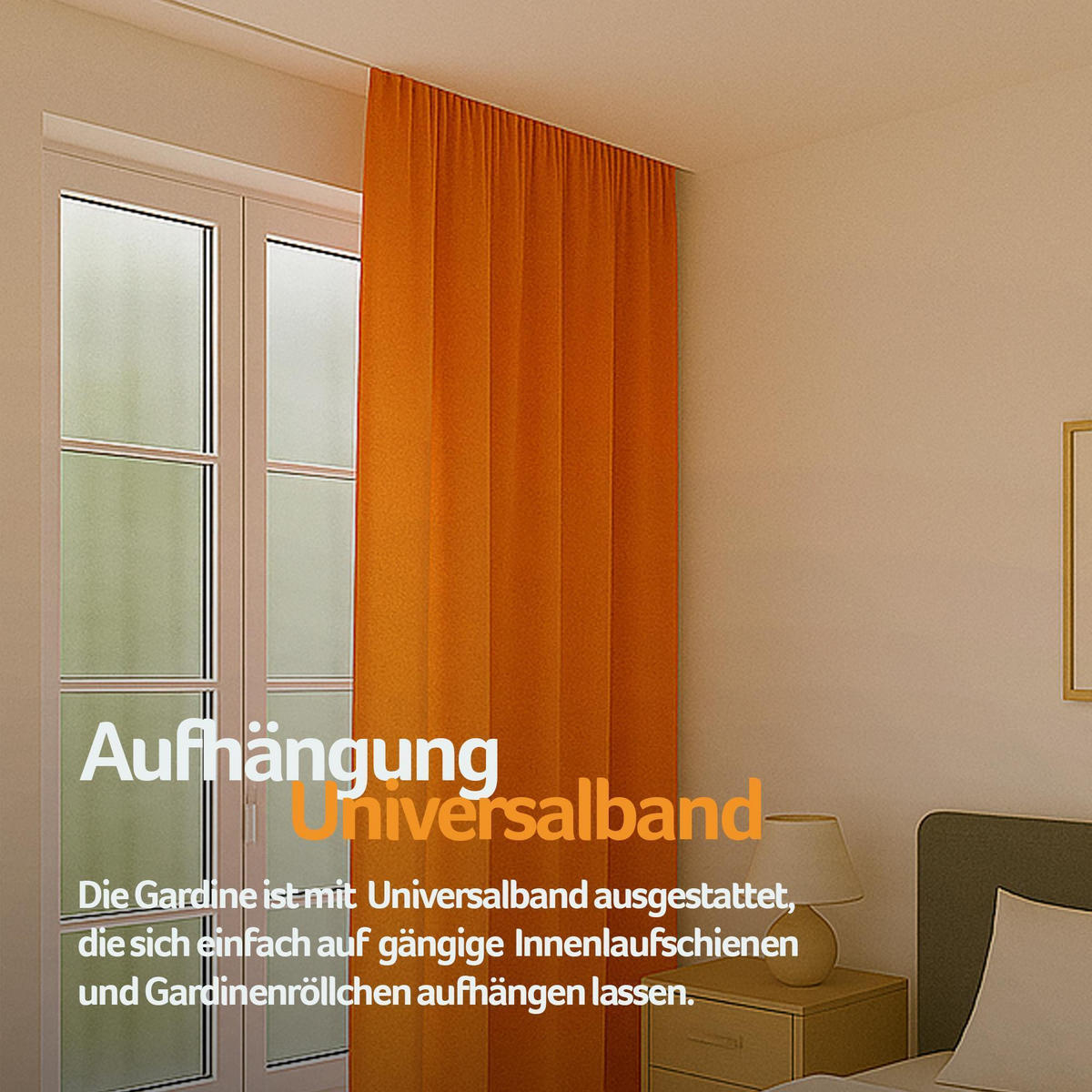 FERTIGVORHANG blickdicht 140x145 cm Universalband Orange - Orange, Textil (140/145cm) - Bestlivings