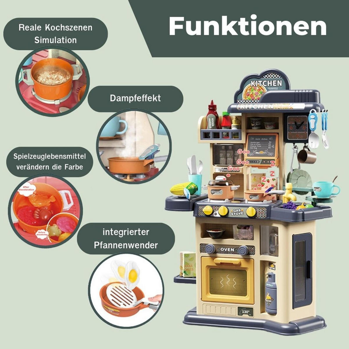 KINDERKÜCHE JOE in Blau mit Zubehör 46-tlg - Blau, Kunststoff (23/55cm) - Coemo