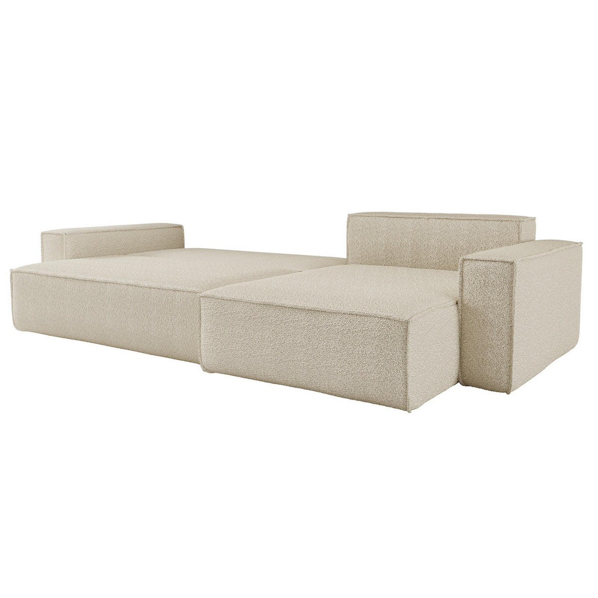 ECKSOFA Mit Schlaffunktion Und Bettkasten, Eckcouch BEST XL Stoff Quelle Ecru Rechts - Ecru/Schwarz, Holz/Kunststoff (142/142cm) - Kaiser Möbel