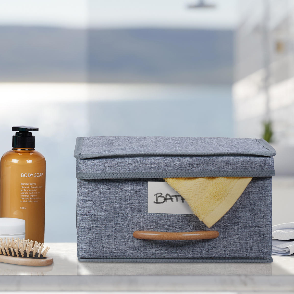 2XAUFBEWAHRUNGSBOX - Grau, Wellpappe/Kunststoff (30/16/32.5cm) - Relaxdays