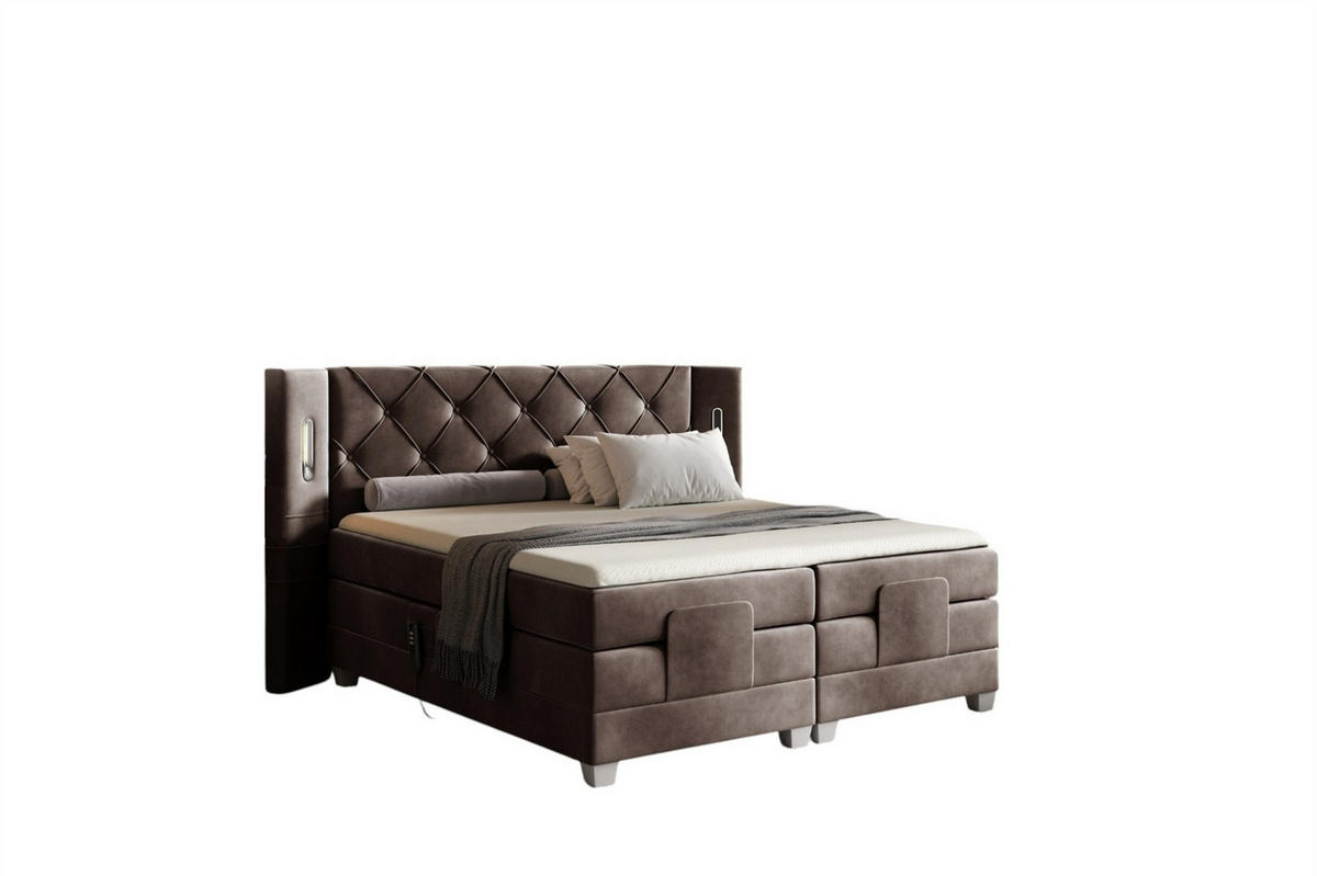 BOXSPRINGBETT Elektrisch Steve - Braun, Holzwerkstoff/Textil (160/200cm) - Fun Möbel