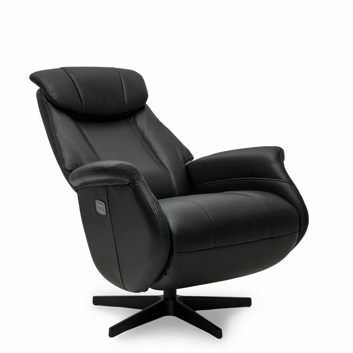 RELAXSESSEL Echtleder Schwarz - Schwarz, Leder/Metall (76/115/83cm) - Furnhouse