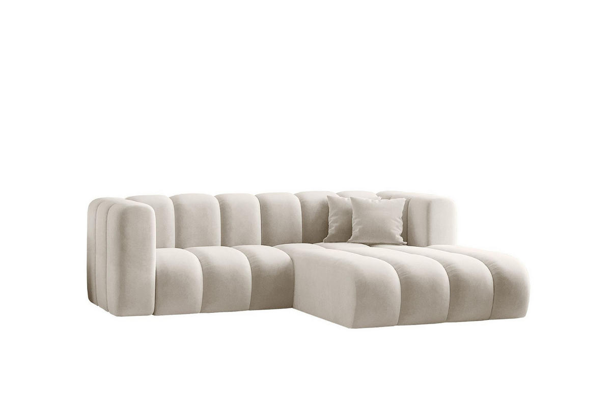 ECKSOFA L-from, Sofa Grand modular stoff Salvador Hellgrau Rechts - Sandfarben, Holz (227/179cm) - Kaiser Möbel