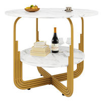 ESSTISCH 80x80x76 cm in Weiß und Gold aus MDF mit Kunstmarmor auf goldenem Metallrahmen - Weiß, Holzwerkstoff (80/80/76cm) - Modfu