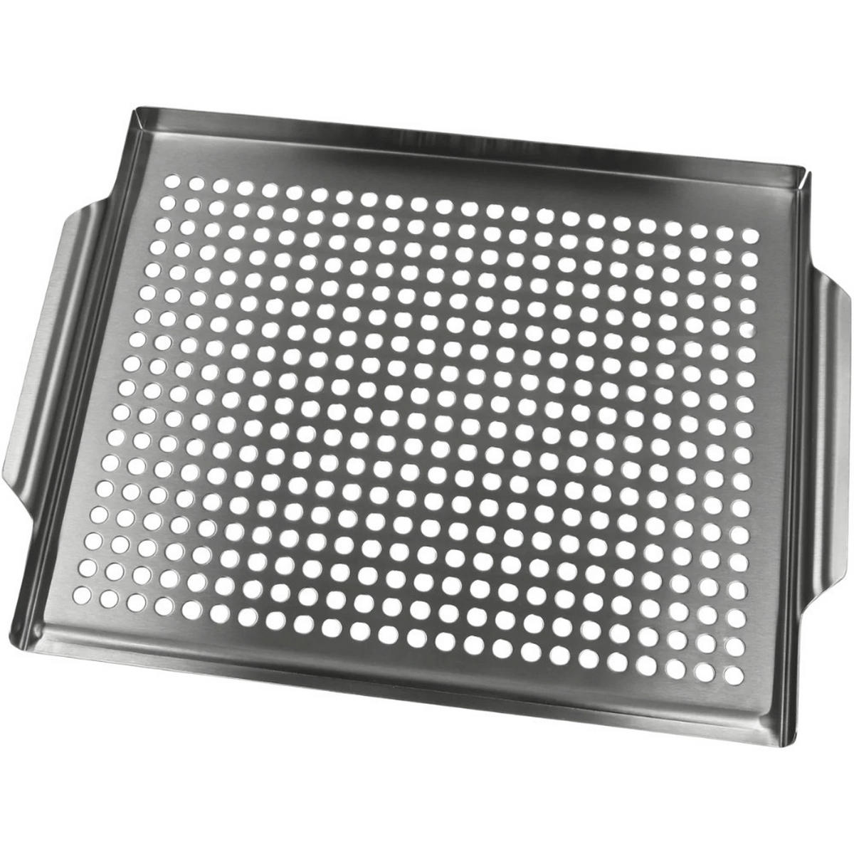 GRILLSCHALE Edelstahl 30x40cm Grillplatte mit Löcher - Silberfarben, Metall (30/40/3cm) - DELUKE